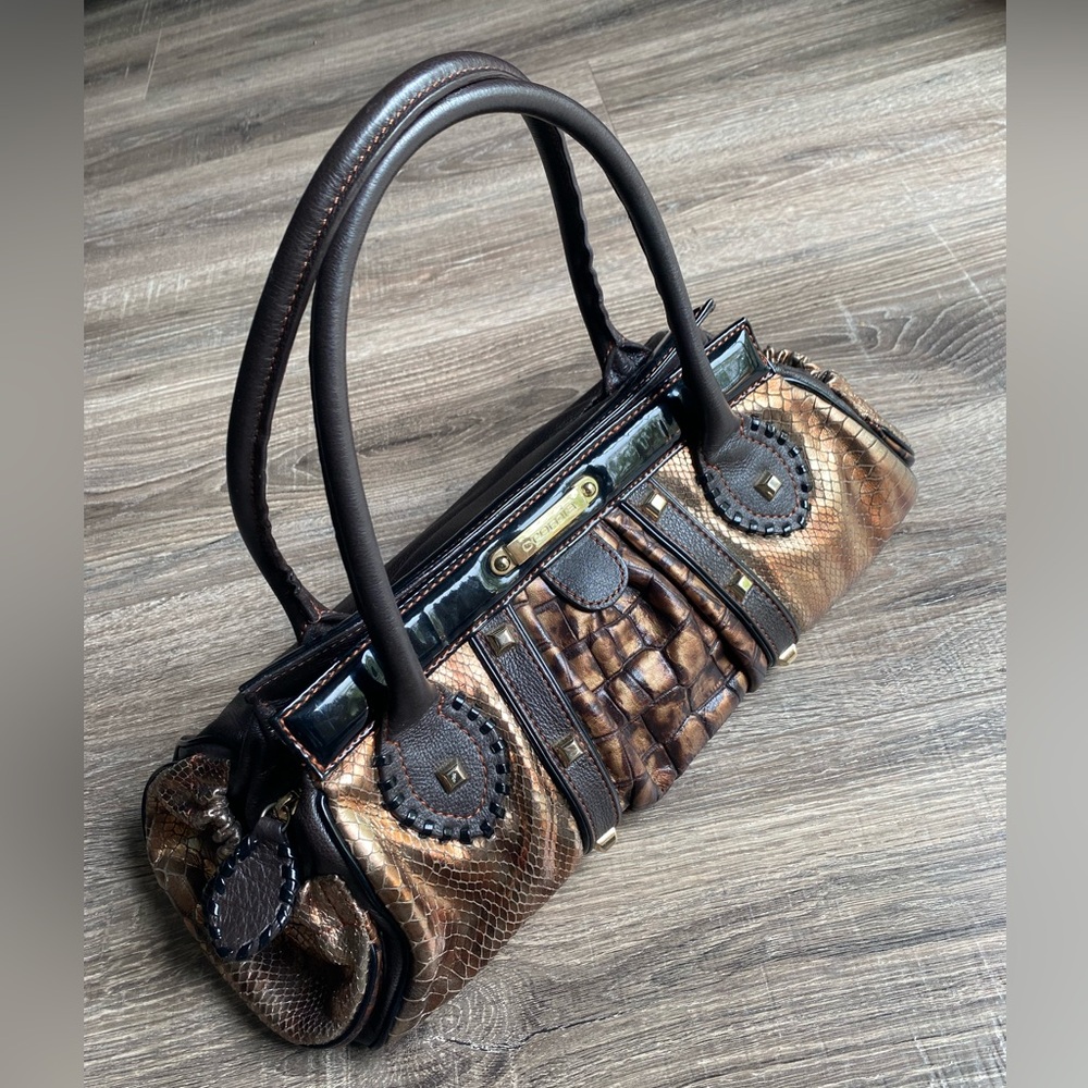 Cromia bronze, black and brown 14 inch made in Italy handbag